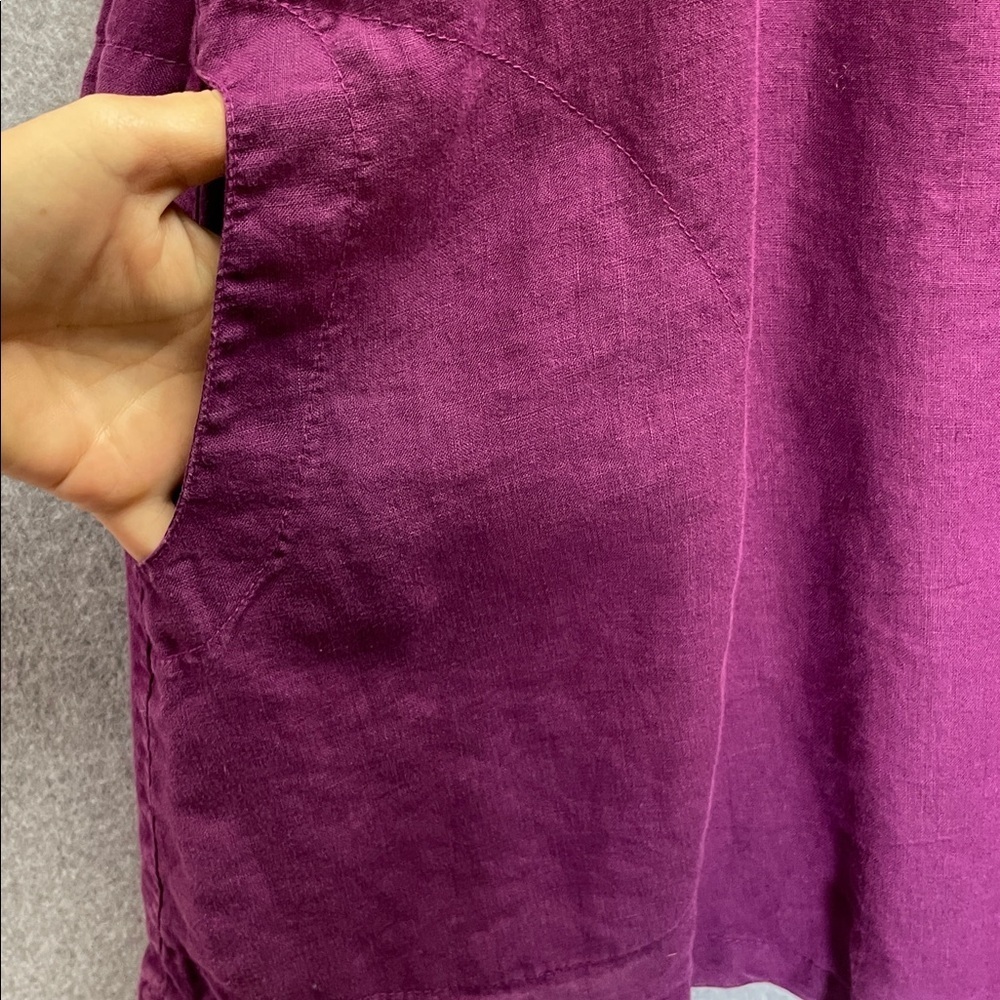 Mosaic USA Linen Lagenlook Purple 3/4 Sleeve Tunic Top XL - Picture 3 of 4